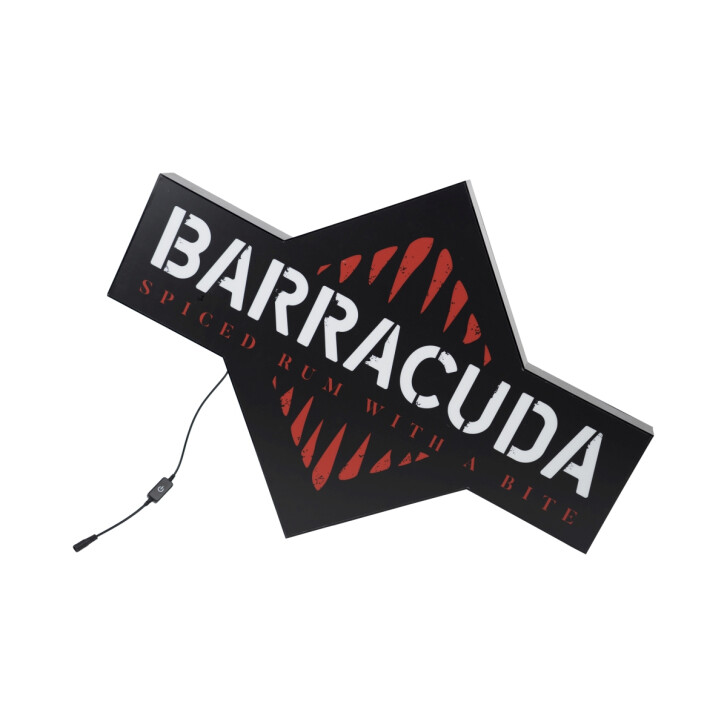 Enseigne lumineuse Baracuda Rum DÉFECTUEUSE 80x60 LED Panneau publicitaire Décoration murale