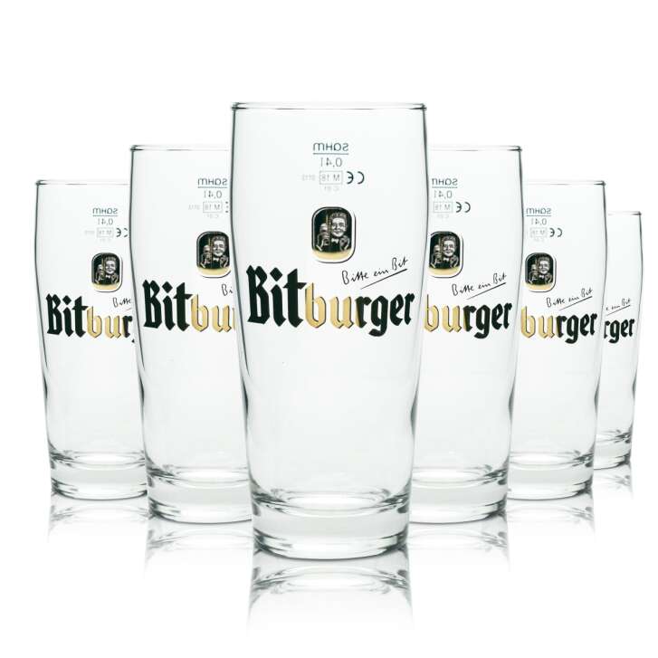 6x Bitburger Verre à bière 0,4l Willi Becher Sahm Pils Gläser Willy Cup Brauerei Bar