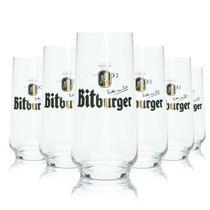 6x Bitburger Verre à bière 0,3l Gobelet Ritzenhoff Willi Verres rétro Bière de brasserie