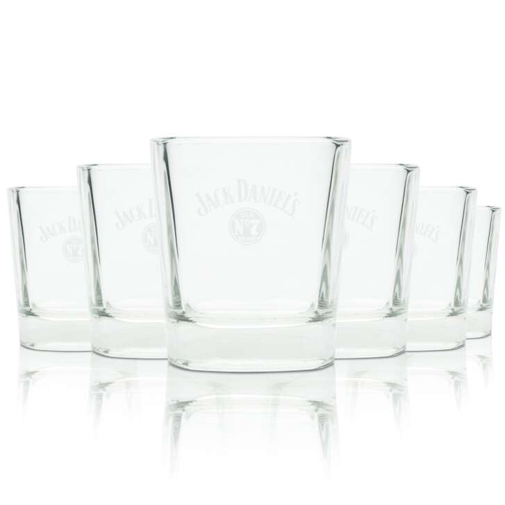 6x Jack Daniels verre à whisky 27cl Tumbler "écriture blanche" verres rétro collectionneurs