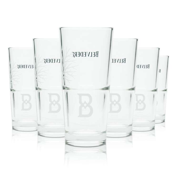 6x Belvedere Vodka verre longdrink nouveau motif "B" verres à cocktail chêne bar