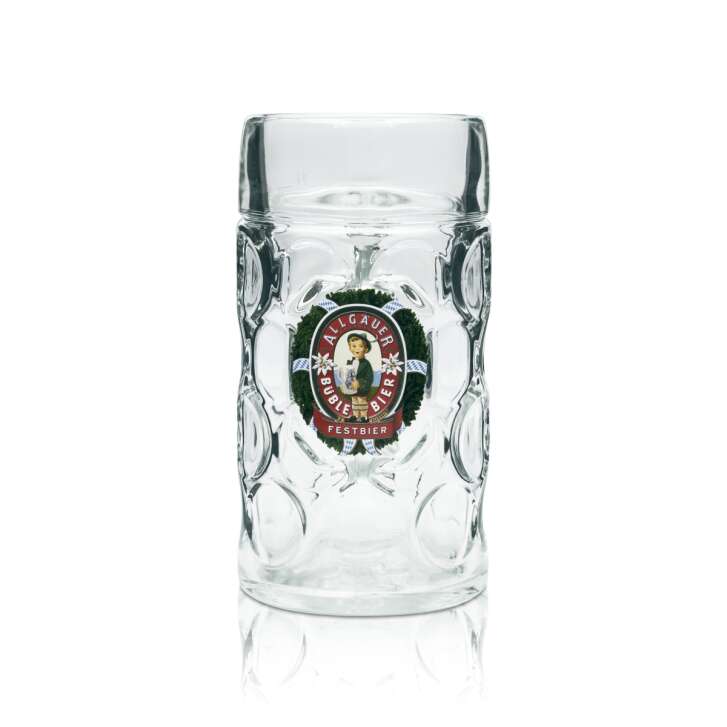 Allgäuer Büble Glas Bier 1l Maßkrug "Festbier" Wiesn Krüge Verres Relief Seidel