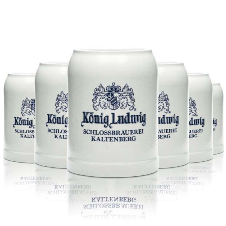6x König Ludwig Verre à bière 0,5l Stein Krug Sahm Seidel Verres en terre cuite Kaltenberg