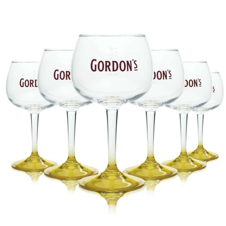 6x Gordons Verre à Gin 0,5l Verres à Ballon Jaune Cocktail Longdrink Tonic Le Grand
