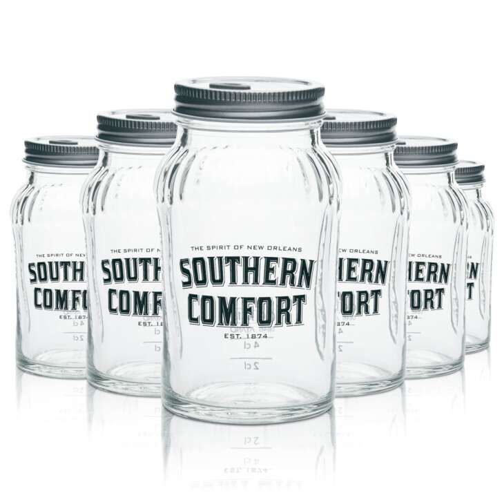 6x Southern Comfort Verre Mason Jar 0,33l AVEC Couvercle Verres à cocktail Longdrink