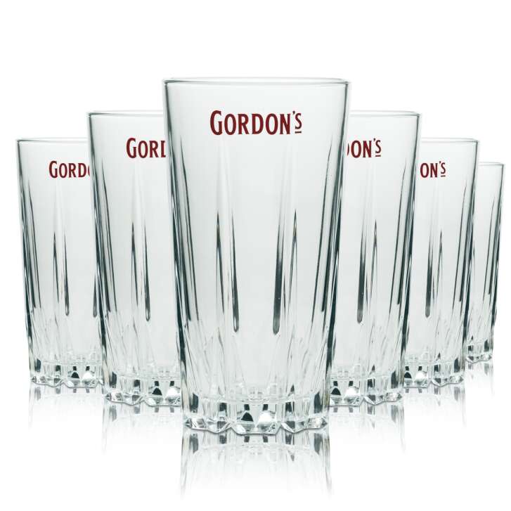 6x Gordons Gin Verre 0,4l Verres à long drink Highball Relief Cristal Bar Cocktail