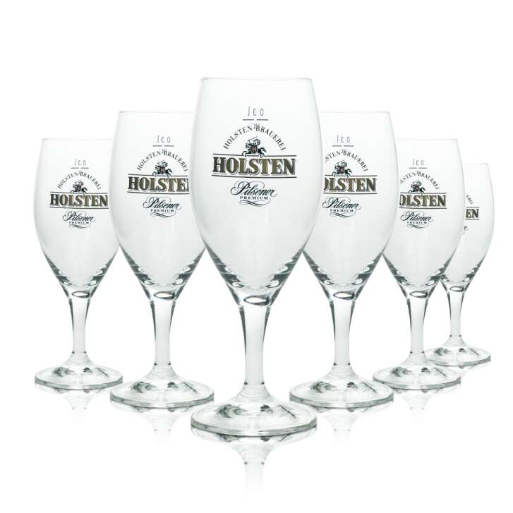 6 Holsten verre à bière 0,3l coupe/tulipe "Pilsener Premium" RC SANS bord argenté nouveau