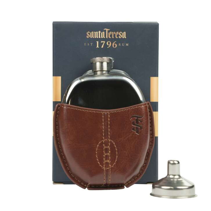 Santa Teresa 1796 Rum Flask 95ml Rugby Ball Etui en cuir Flask Flatman