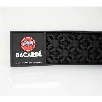 1x Bacardi Rum Tapis de bar noir avec des campagnols 60 x9