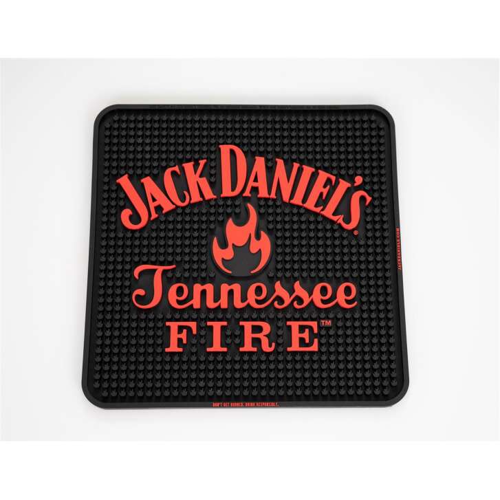 1x Jack Daniels Whiskey Tapis de bar Fire quadrangulaire rouge