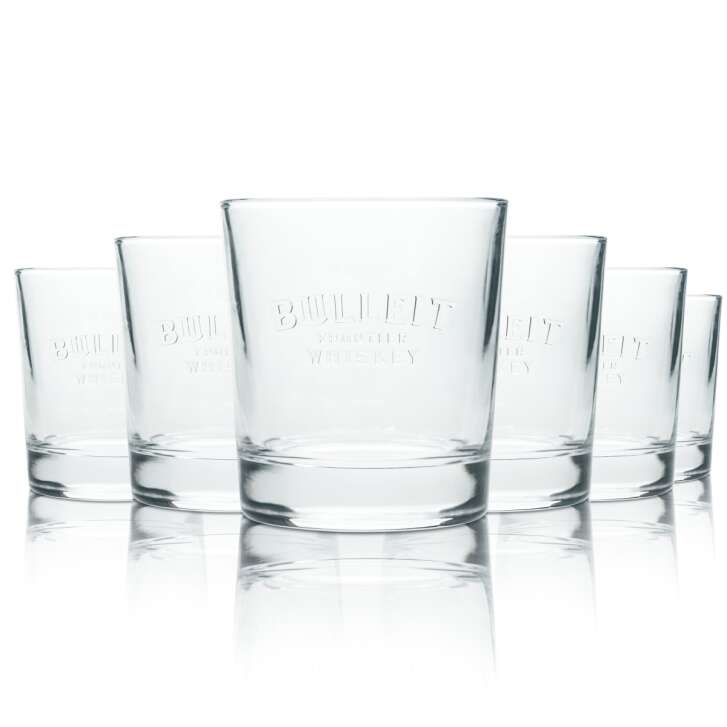 6x Bulleit Whiskey Glass 0,2l Tumbler Longdrink Bourbon Relief Contour Glasses Bar