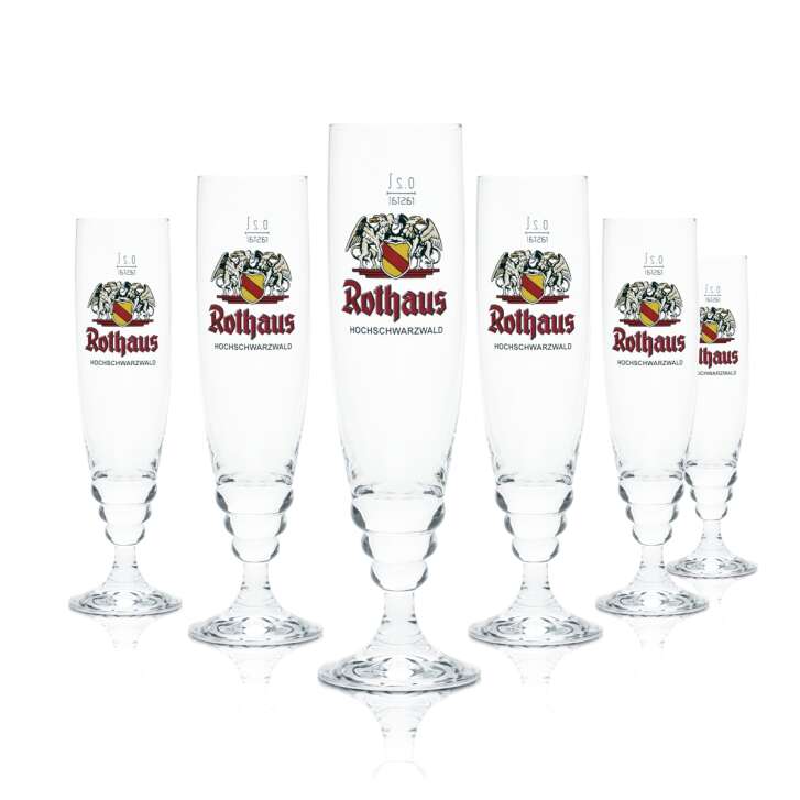 6x Rothaus verre à bière 0,2l coupe tulipe contours verres Bade Forêt Noire brasserie