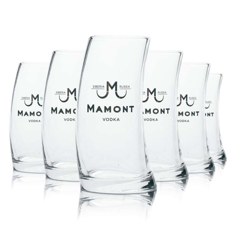 6x Mamont verre à vodka 0,1l Curved Stamper Shot court verres à long drink Russia