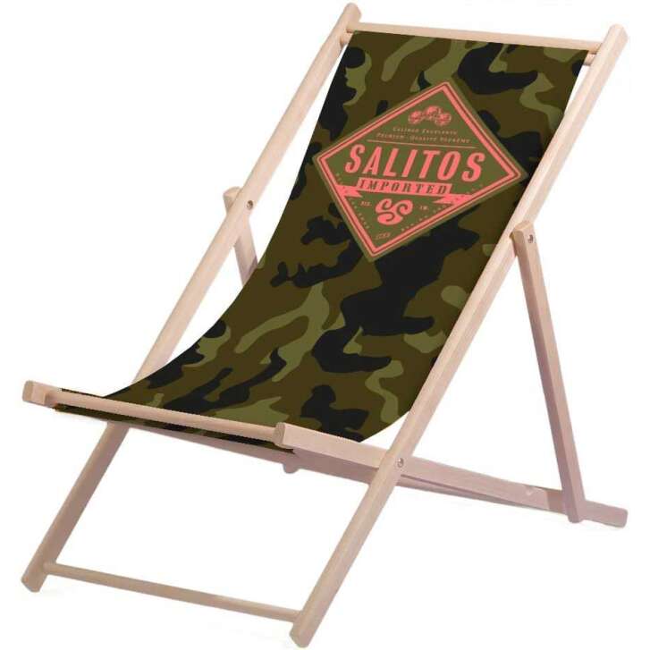 1 Chaise longue de bière Salitos "Camouflage" en bois de hêtre (FSC) réglable en hauteur/pliable charge jusquà 95 KG nouveau
