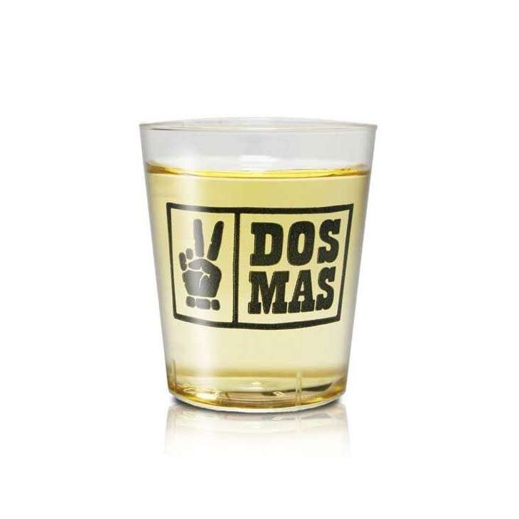 50x Dos Mas Tequila plastique 2cl Shot court Stamper Verres à liqueur Bar